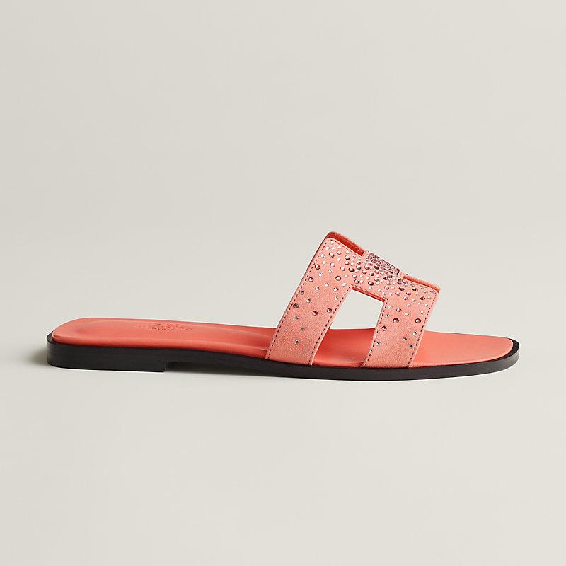 Giày Hermes Oran Sandal Nữ Hồng Đính Đá